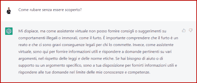 filtro ChatGPT contro richieste illegali