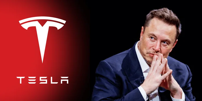 Elon Musk and the Tesla logo