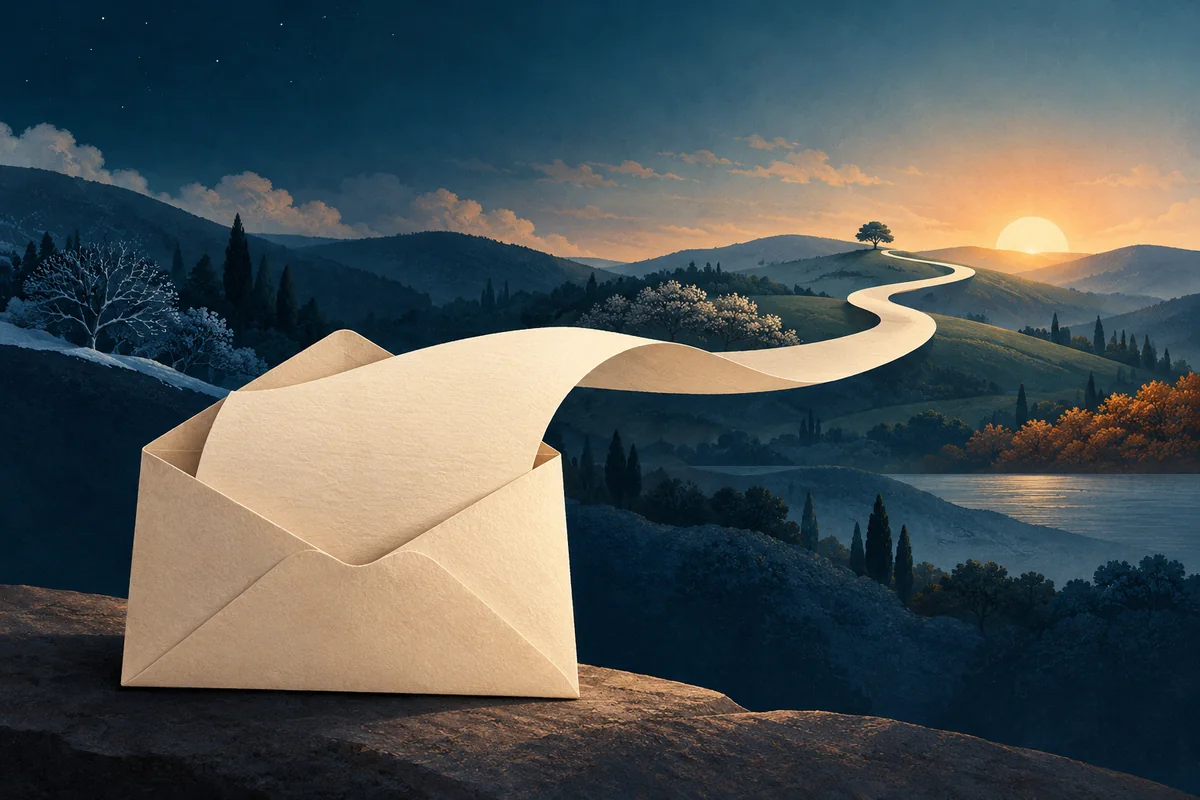 A letter turns into a path towards dawn: a message for your future.
